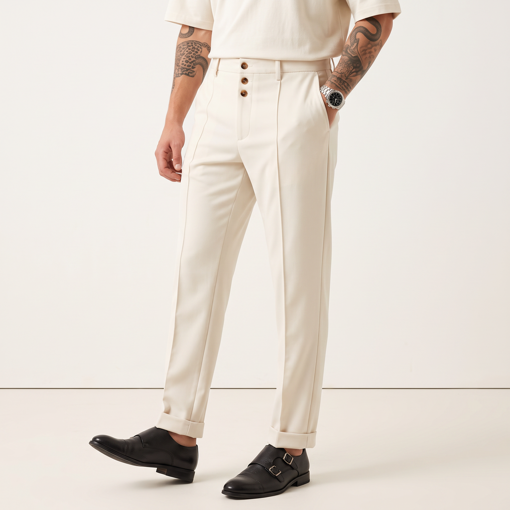 Chriss-Tians Men’s Suit Trousers – Classic Straight Leg Fit