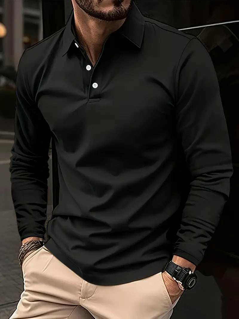 Chriss-Tians Men’s Long Sleeve Polo – Classic Casual Style