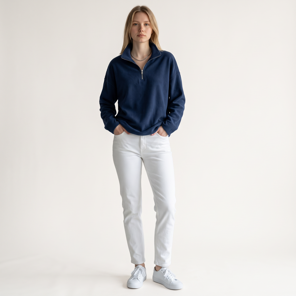 Chriss-Tians Women’s Suede Fleece Pullover Mock Neck Half Zip
