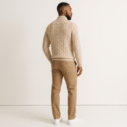 Chriss-Tians Men’s 100% Merino Wool Quarter Zip Sweater