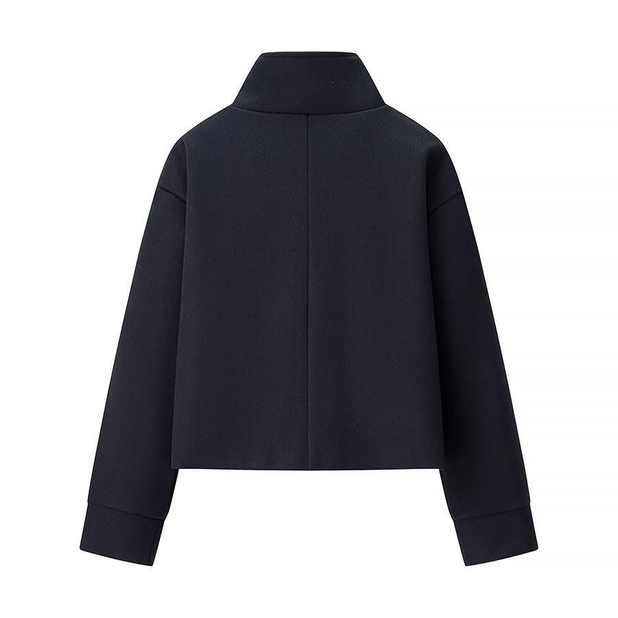 Chriss-Tians Women’s Wool Coat – Stand Collar Button Front