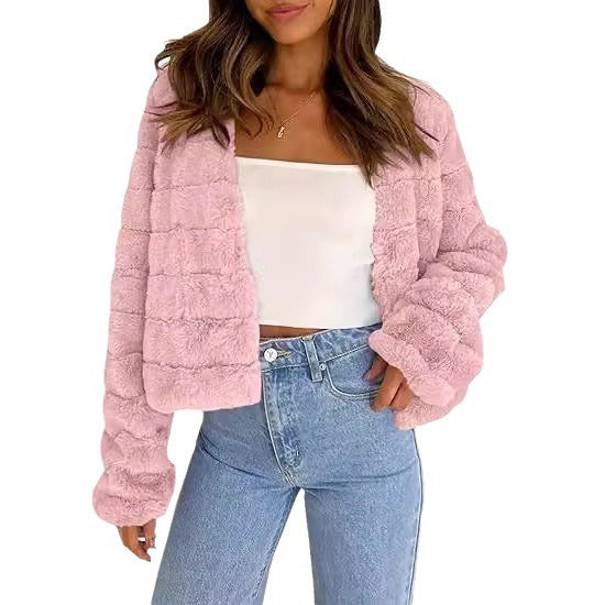 Chriss-Tians Women’s Faux Fur Short Coat – Open Front
