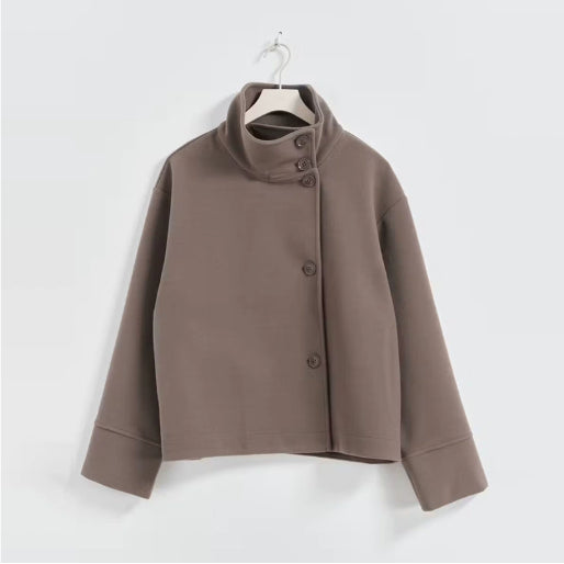 Chriss-Tians Women’s Wool Coat – Stand Collar Button Front