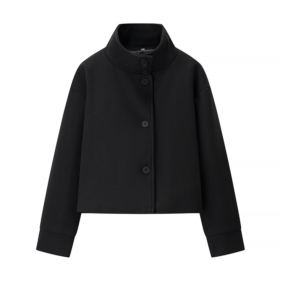 Chriss-Tians Women’s Wool Coat – Stand Collar Button Front
