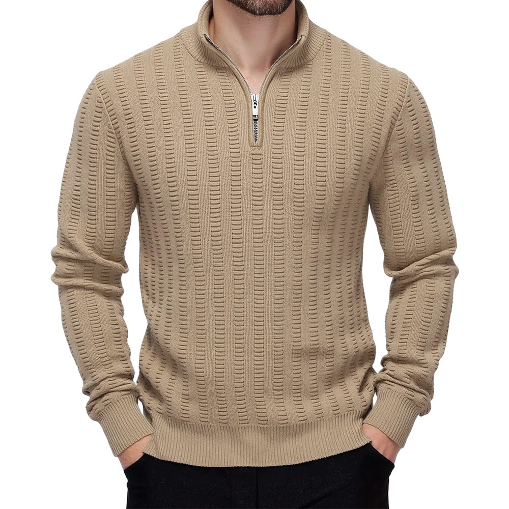 Chriss-Tians Men’s High Neck Zip Sweater – Knitted