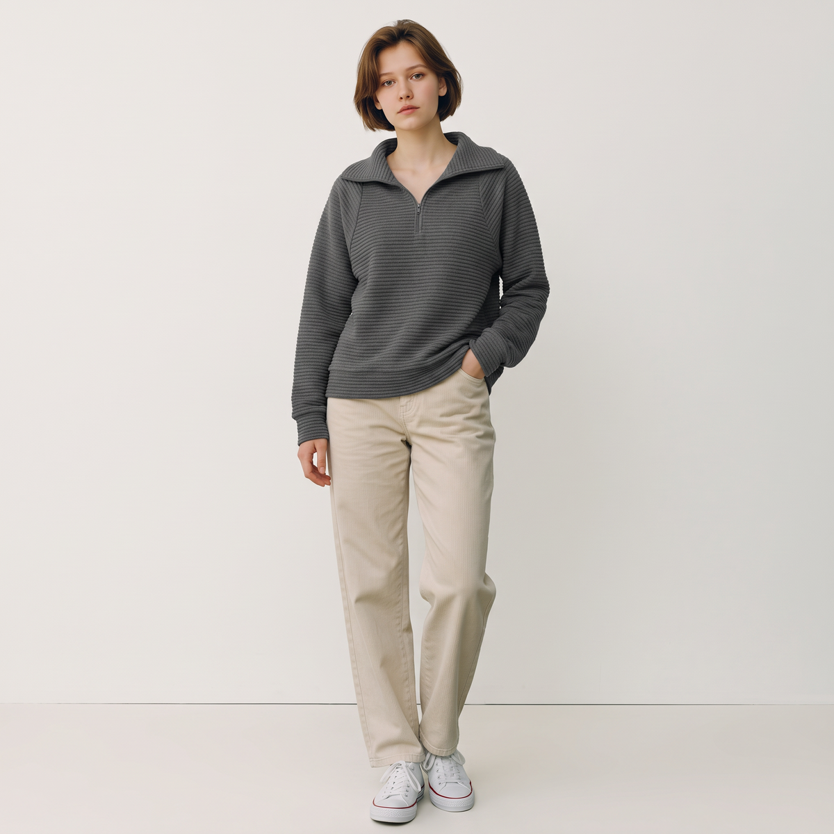 Chriss-Tians Women’s Half Zip Hoodie Classic Solid Color