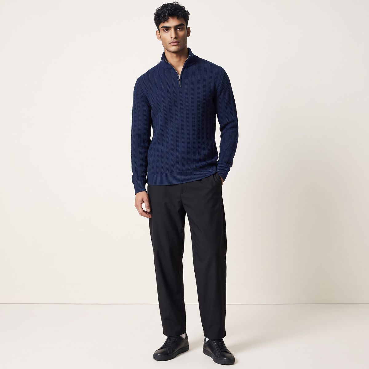 Chriss-Tians Men’s High Neck Zip Sweater – Knitted