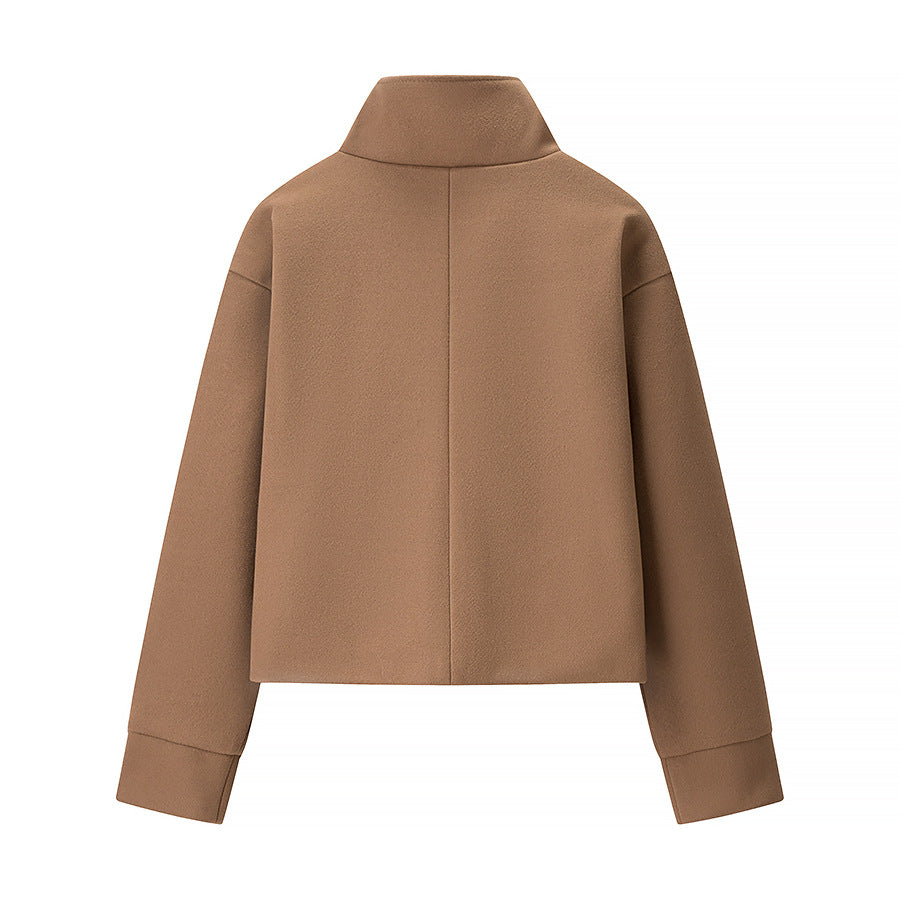 Chriss-Tians Women’s Wool Coat – Stand Collar Button Front