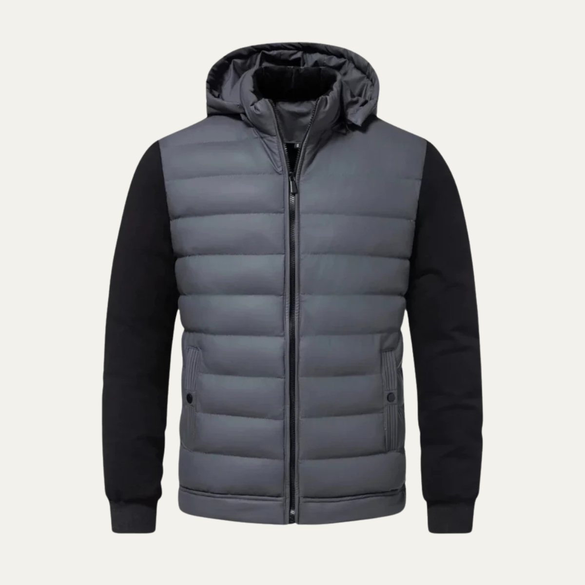 Chriss-Tians Men’s Warm Hybrid Jacket – Quilted Front Hooded Design