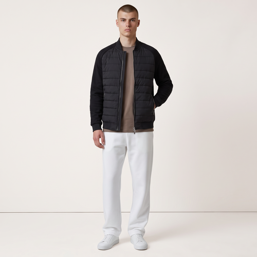 Chriss-Tians Men’s Black Hybrid Jacket – Quilted Body Muscle Fit