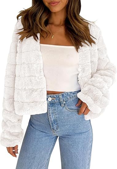 Chriss-Tians Women’s Faux Fur Short Coat – Open Front