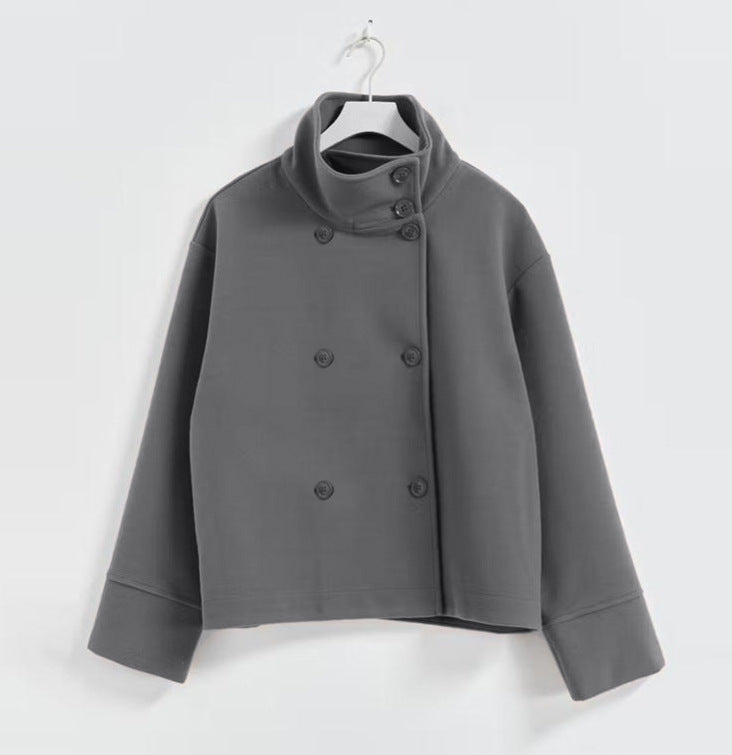 Chriss-Tians Women’s Wool Coat – Stand Collar Button Front