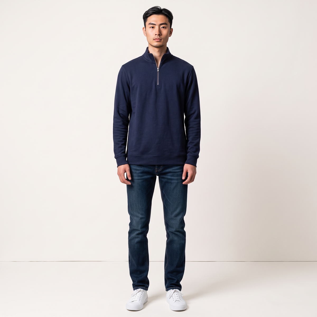 Chriss-Tians Men’s Thermal Half Zip Sweater – Stand Collar
