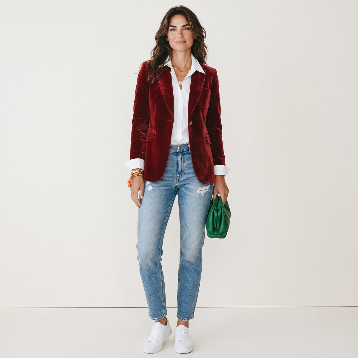 Chriss-Tians Women’s Velvet Blazer – Slim Fit Single-Breasted
