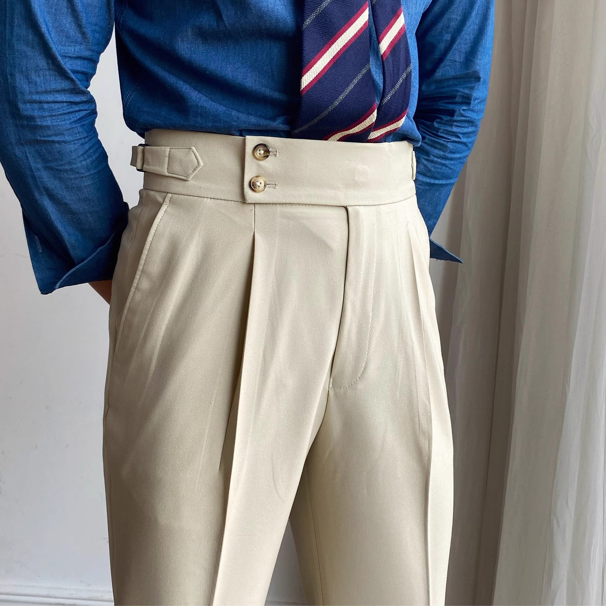 Chriss-Tians Men’s High-Waisted Trousers – Italian Straight Leg
