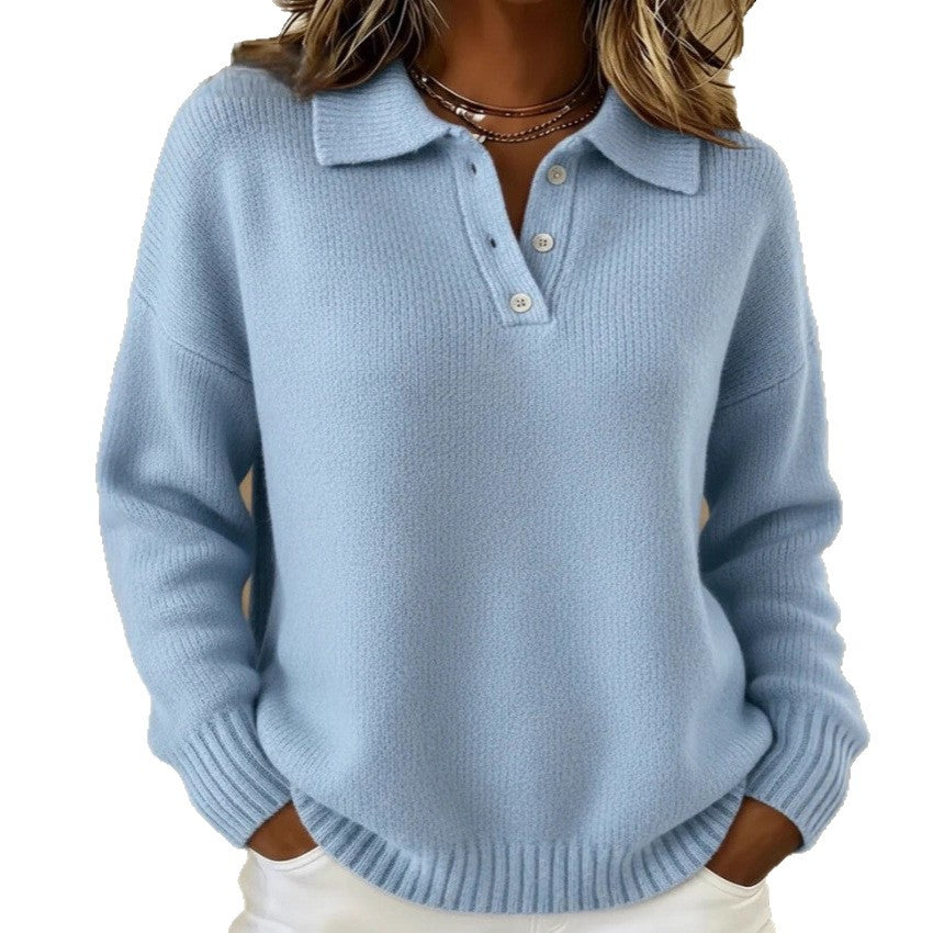 Chriss-Tians Women’s Knit Sweater Button Lapel Relaxed Fit