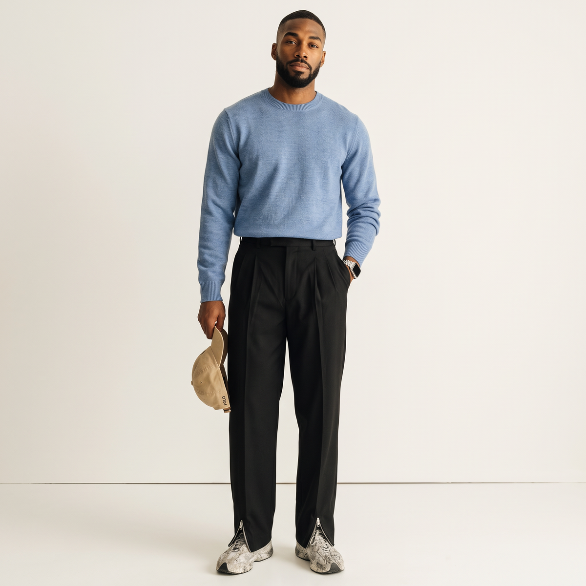 Chriss-Tians Men’s No-Iron Trousers – High-Waist Straight Leg