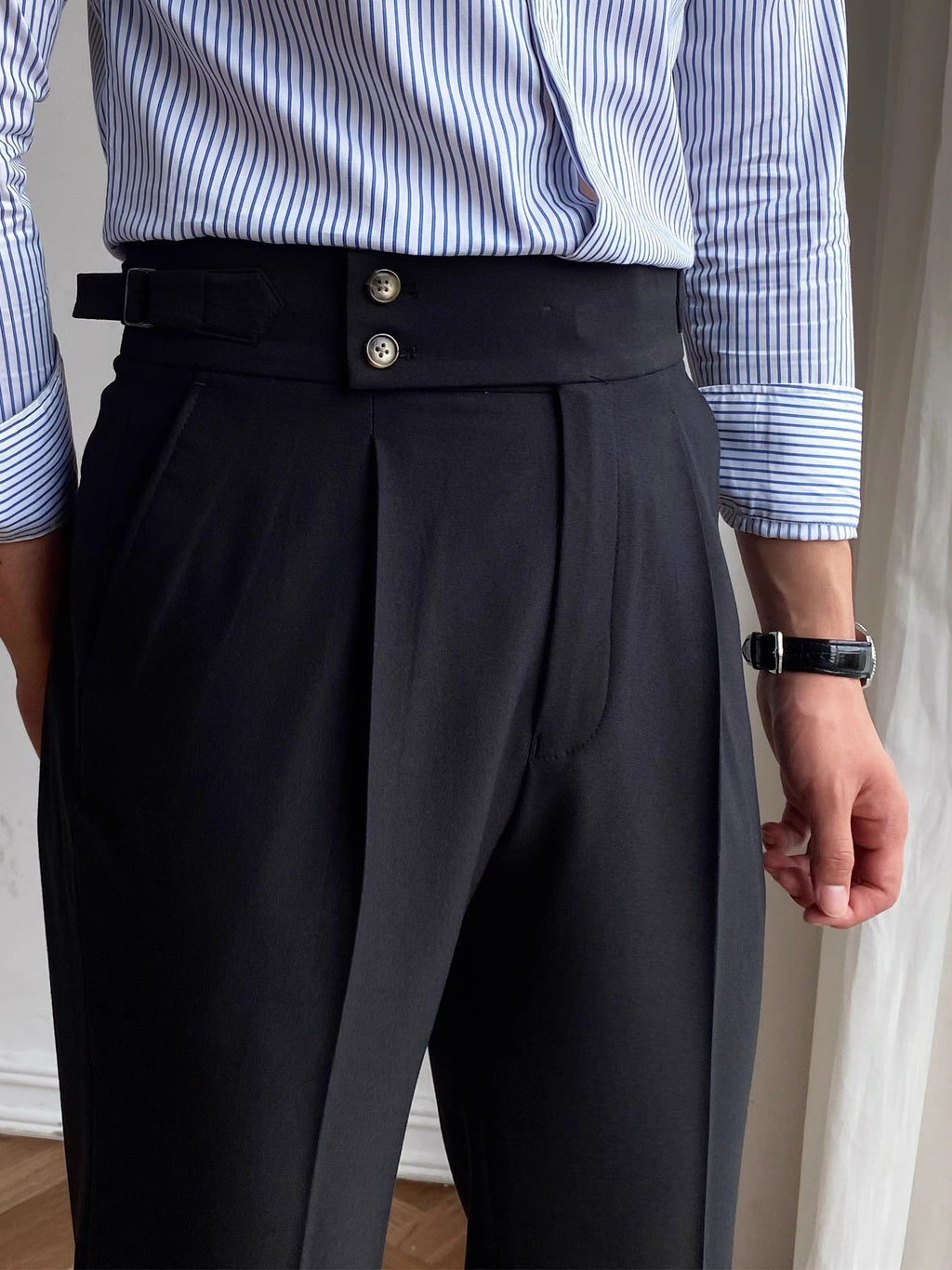 Chriss-Tians Men’s High-Waisted Trousers – Italian Straight Leg