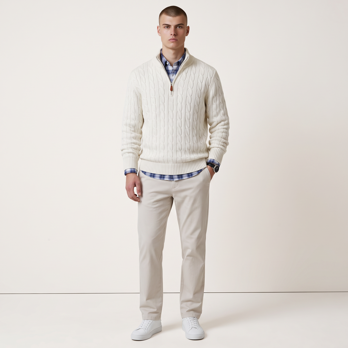Chriss-Tians Men’s 100% Cotton Quarter Zip Sweater