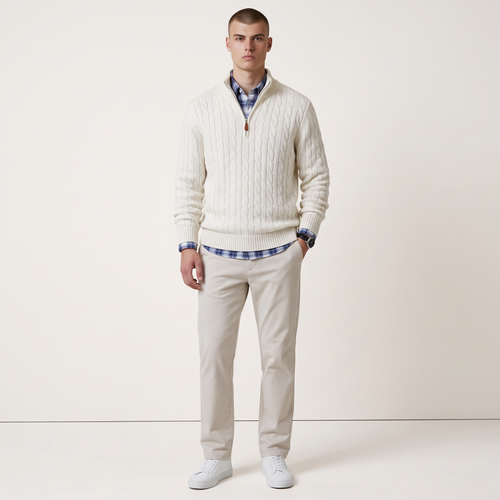 Chriss-Tians Men’s 100% Cotton Quarter Zip Sweater