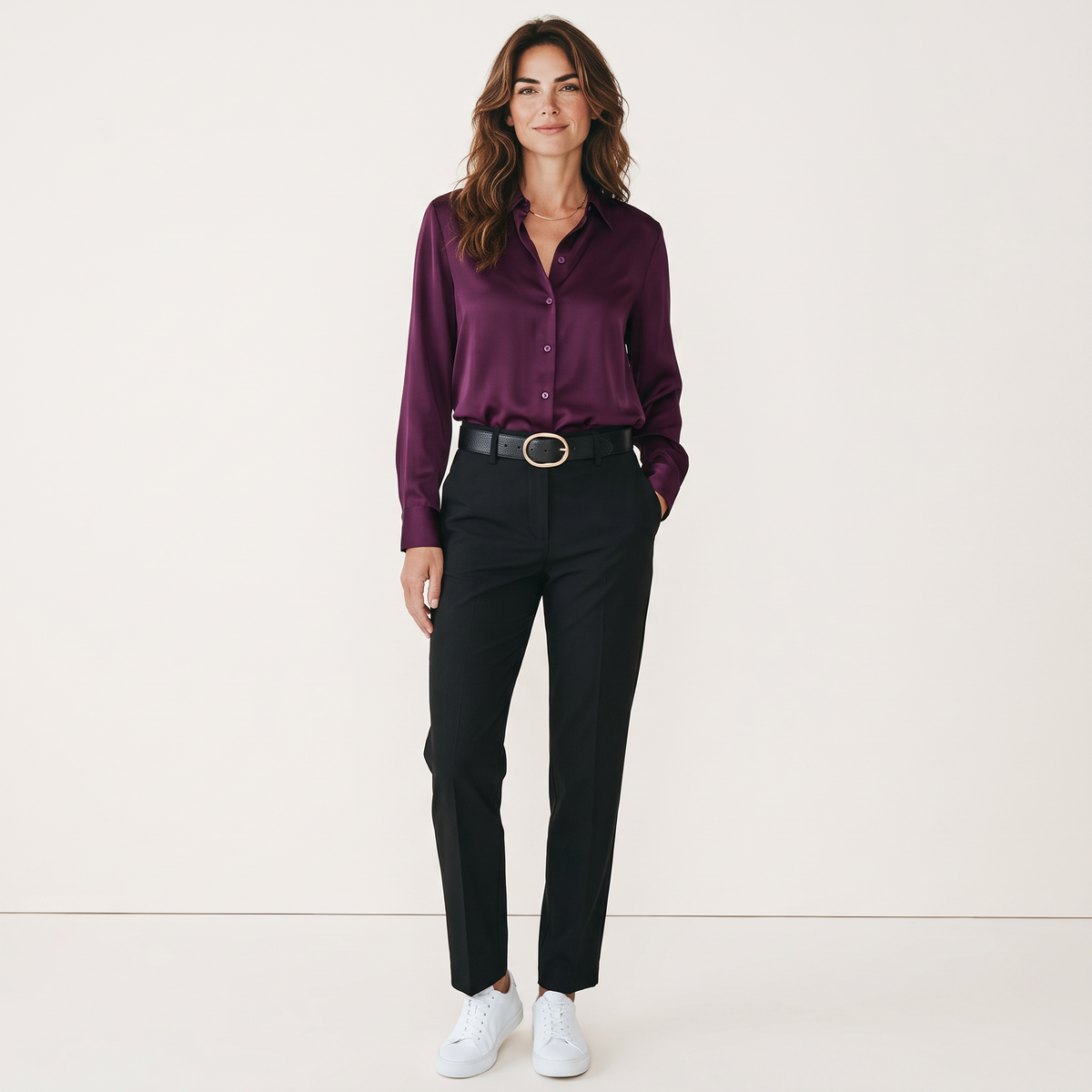 Chriss-Tians Women’s Button-Up Shirt Relaxed Lapel Fit