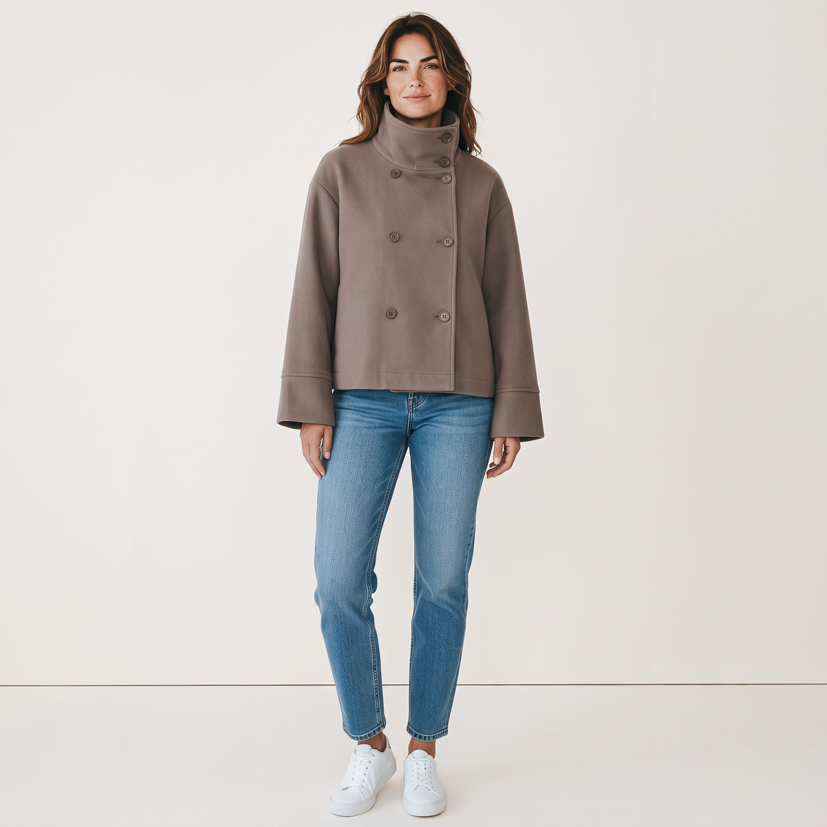 Chriss-Tians Women’s Wool Coat – Stand Collar Button Front