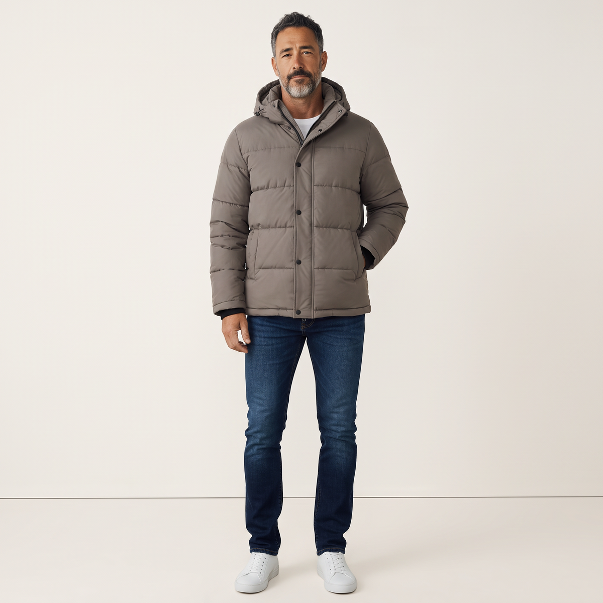Chriss-Tians Men’s Warm Puffer Jacket – Detachable Hood Water-Repellent