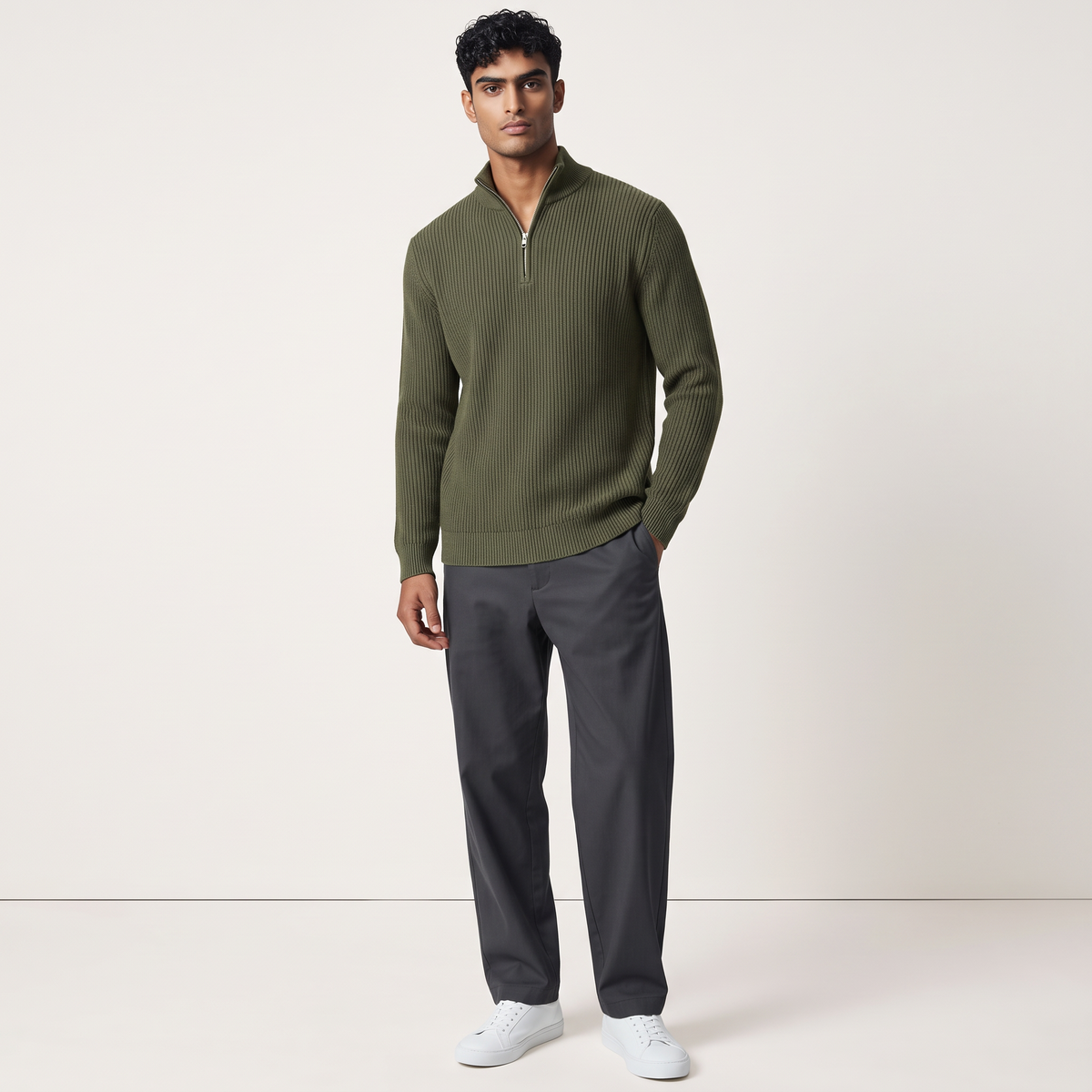 Chriss-Tians Men’s High Neck Zip Sweater – Knitted