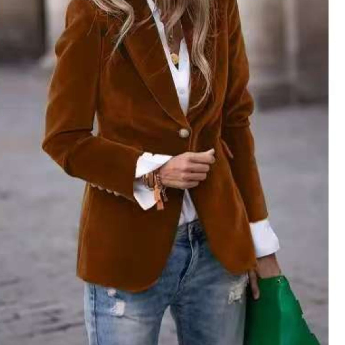 Chriss-Tians Women’s Velvet Blazer – Slim Fit Single-Breasted