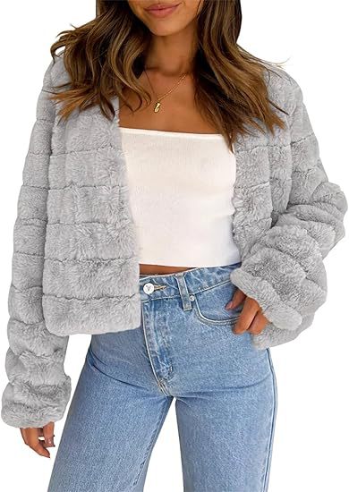 Chriss-Tians Women’s Faux Fur Short Coat – Open Front