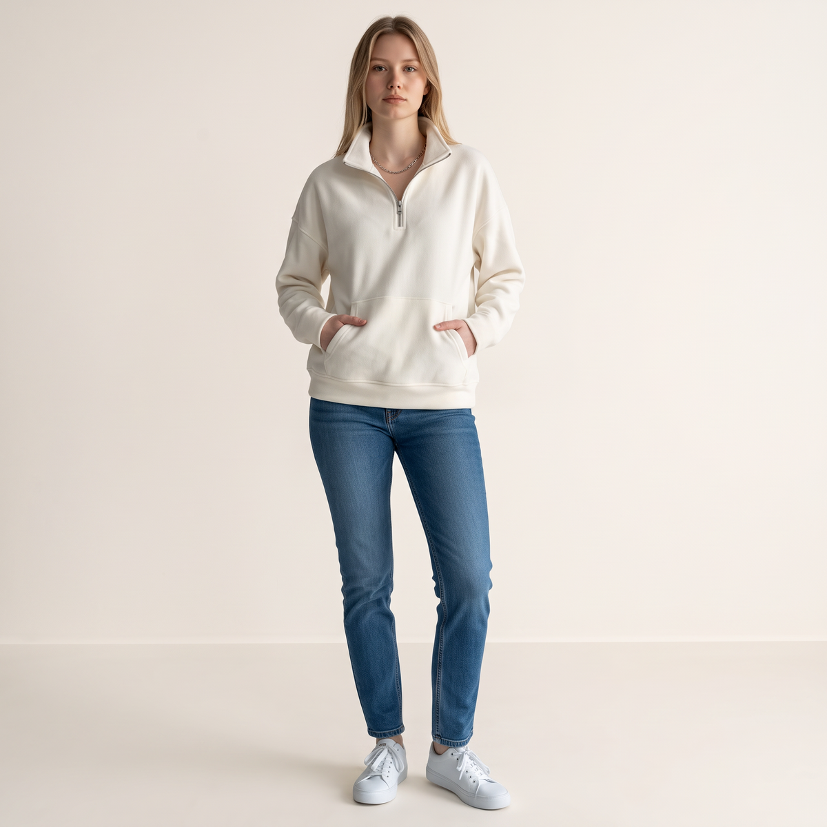Chriss-Tians Women’s Suede Fleece Pullover Mock Neck Half Zip
