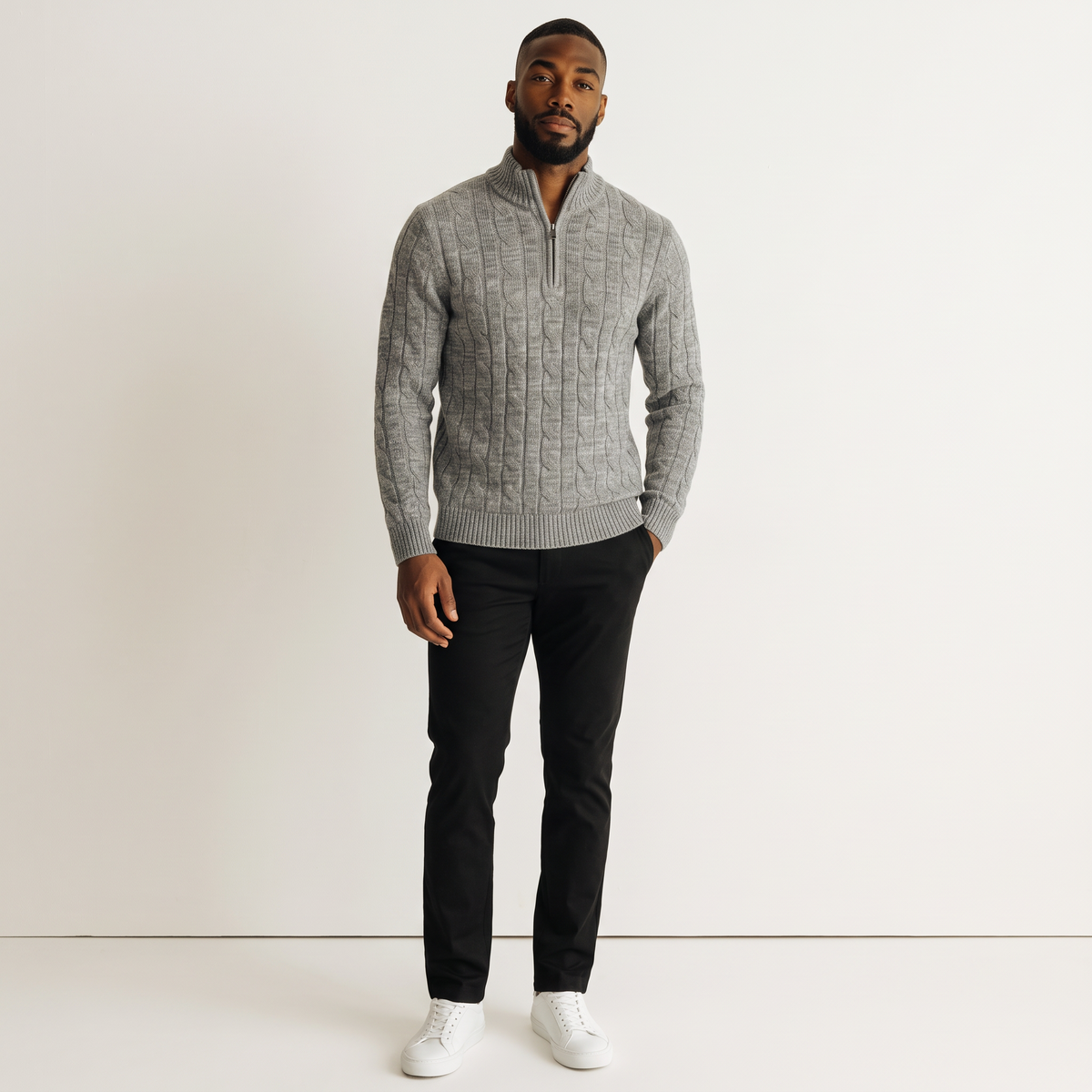 Chriss-Tians Men’s 100% Merino Wool Quarter Zip Sweater