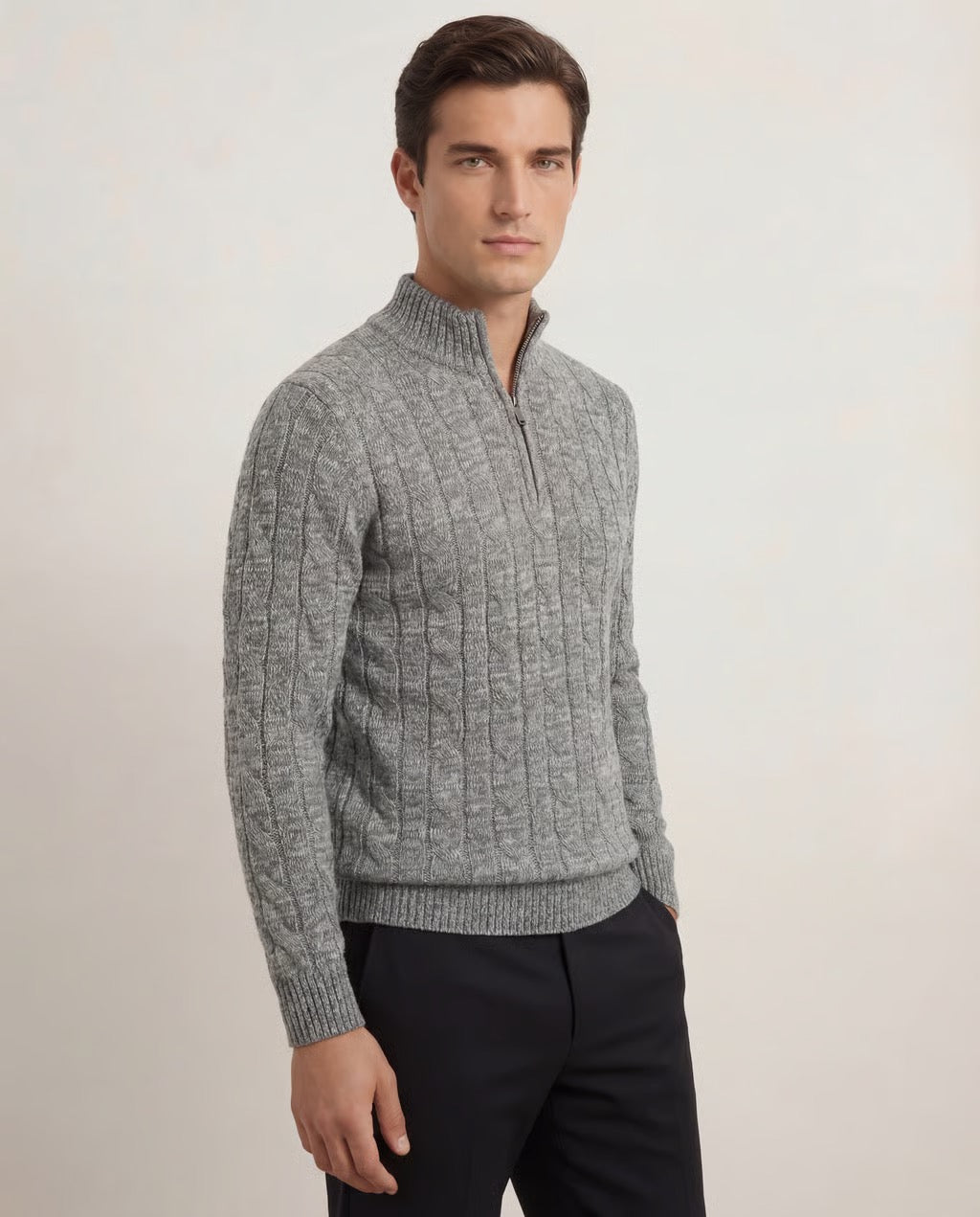 Chriss-Tians Men’s 100% Merino Wool Quarter Zip Sweater