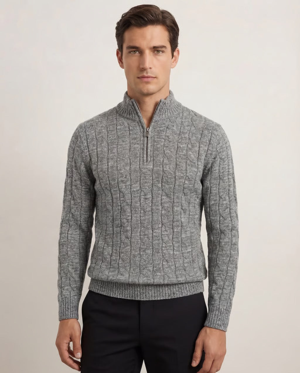 Chriss-Tians Men’s 100% Merino Wool Quarter Zip Sweater