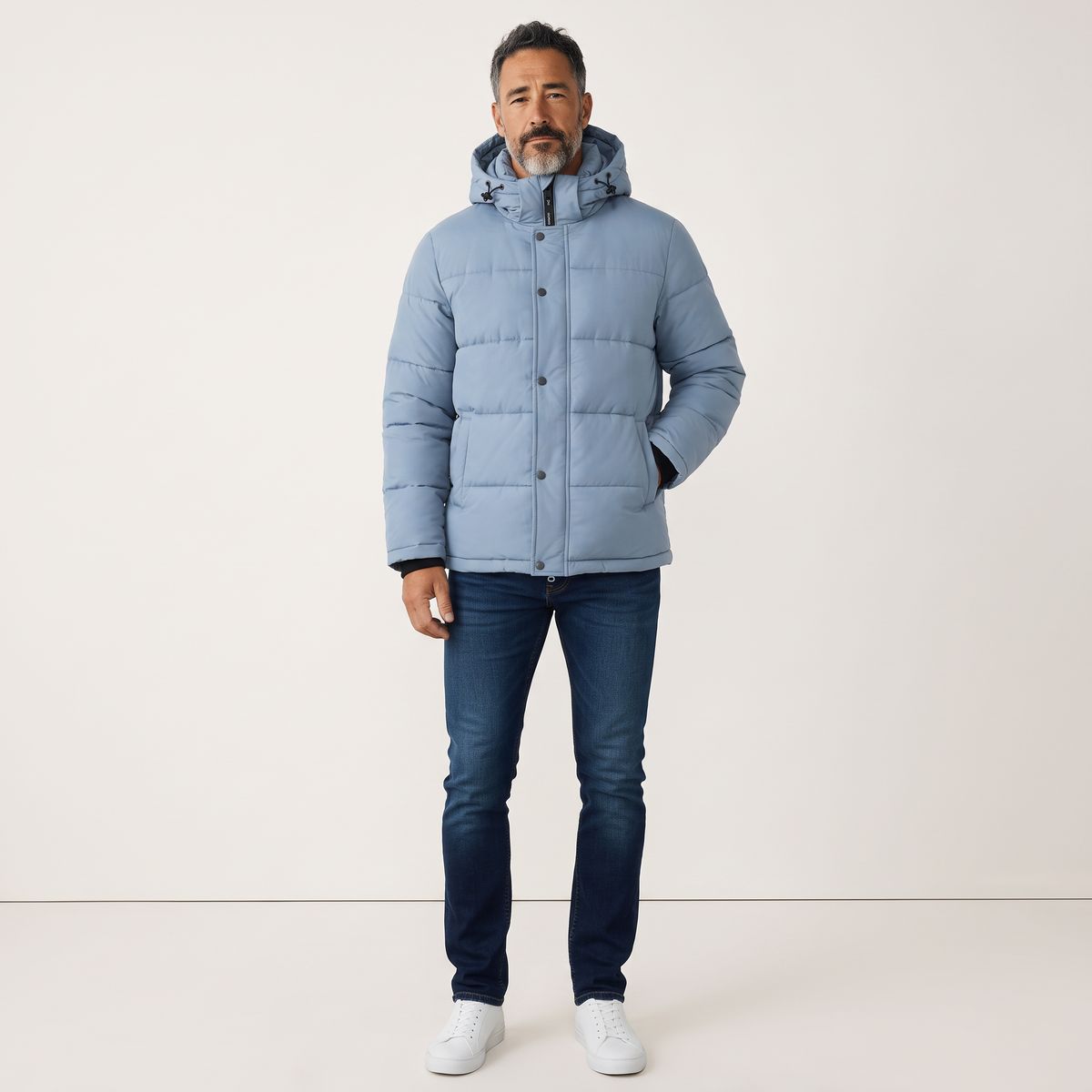 Chriss-Tians Men’s Warm Puffer Jacket – Detachable Hood Water-Repellent