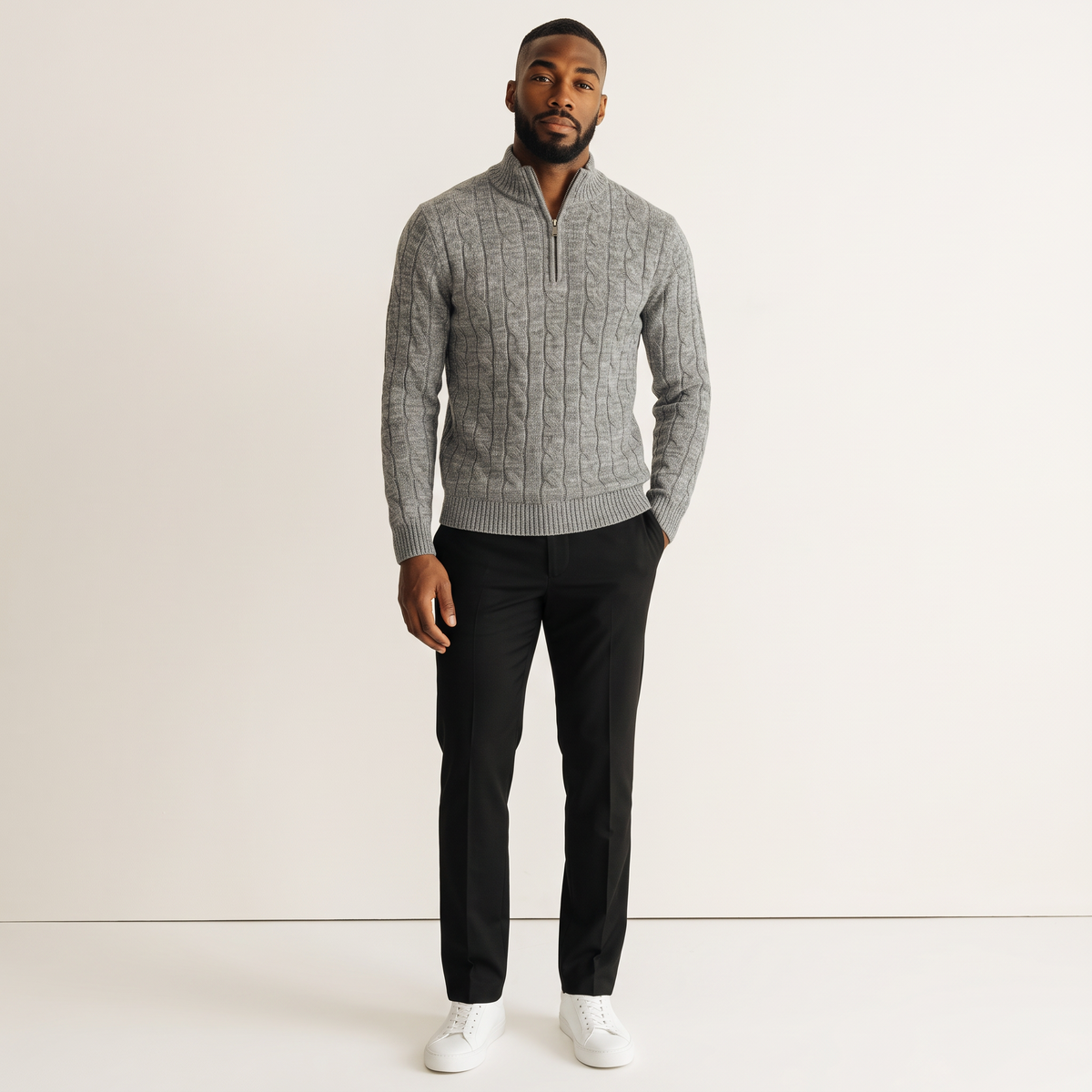 Chriss-Tians Men’s 100% Merino Wool Quarter Zip Sweater