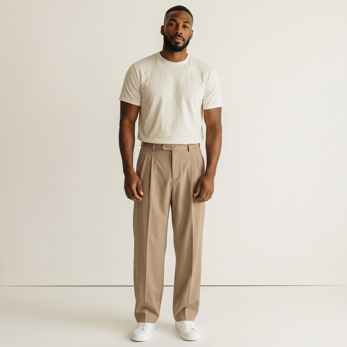Chriss-Tians Men’s No-Iron Trousers – High-Waist Straight Leg