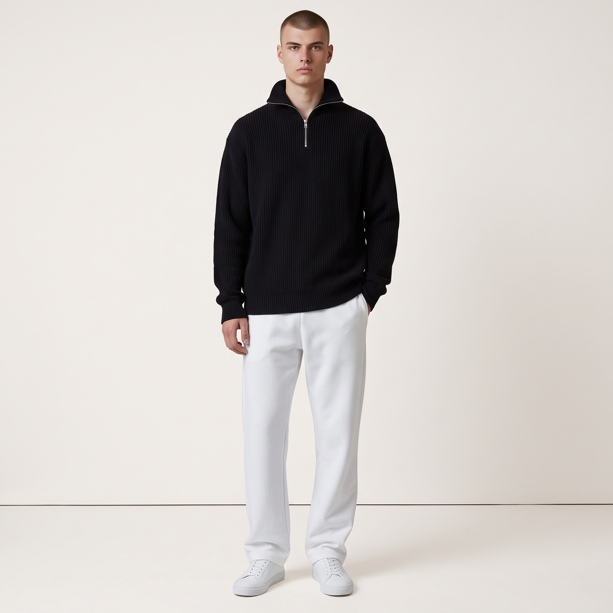 Chriss-Tians Men’s 100% Cotton Quarter Zip Jumper