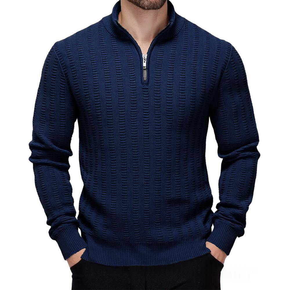 Chriss-Tians Men’s High Neck Zip Sweater – Knitted