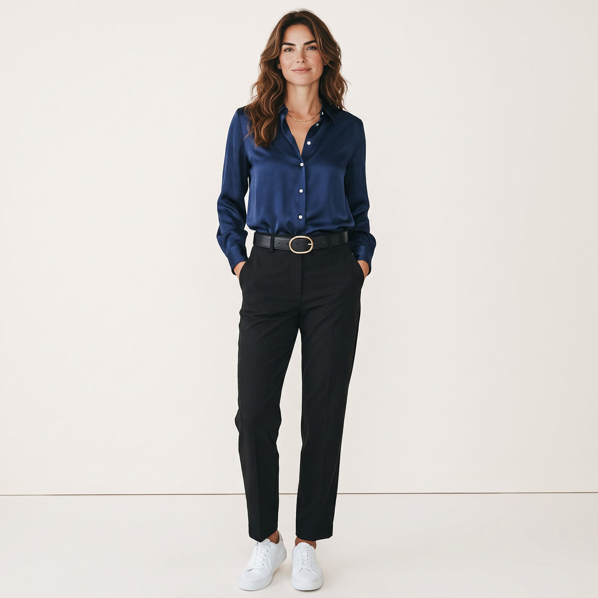 Chriss-Tians Women’s Button-Up Shirt Relaxed Lapel Fit