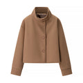 Chriss-Tians Women’s Wool Coat – Stand Collar Button Front