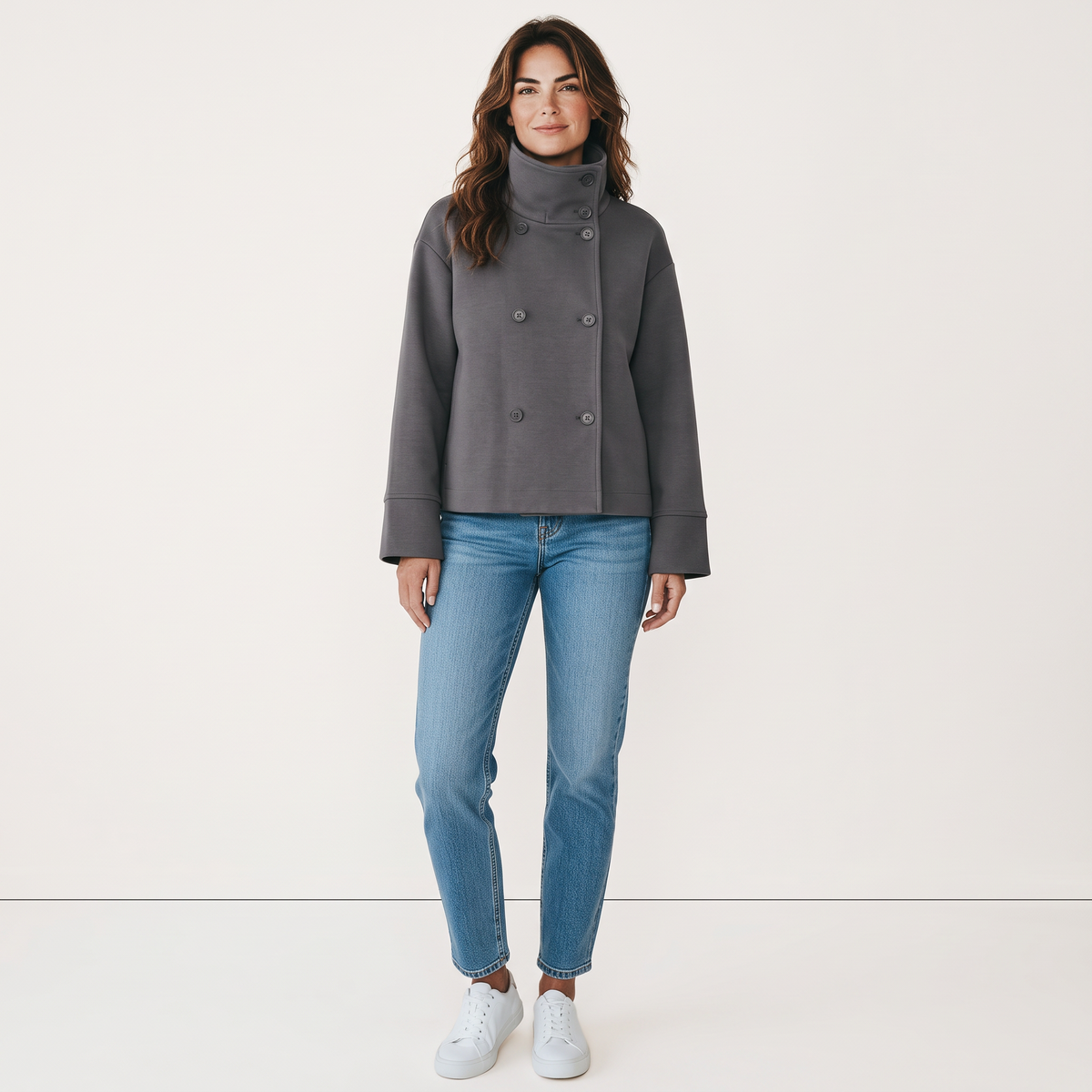 Chriss-Tians Women’s Wool Coat – Stand Collar Button Front