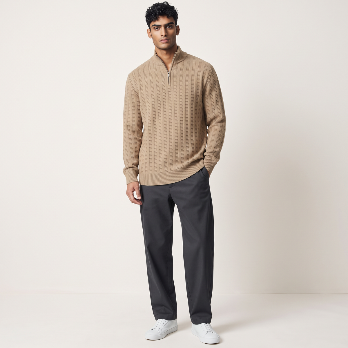 Chriss-Tians Men’s High Neck Zip Sweater – Knitted