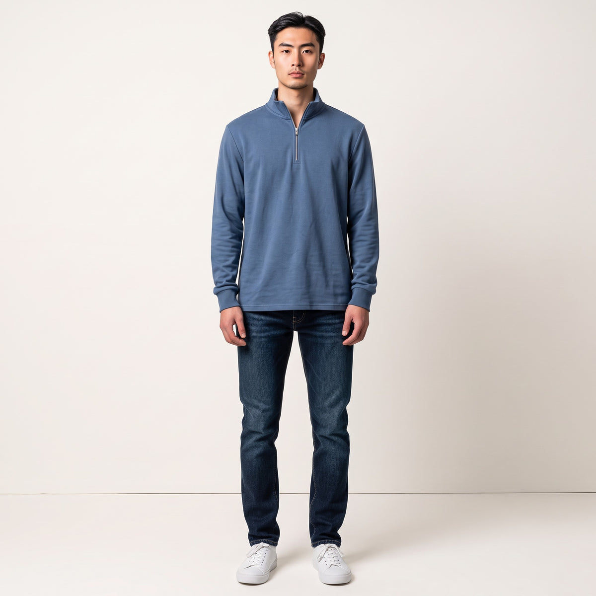 Chriss-Tians Men’s Thermal Half Zip Sweater – Stand Collar