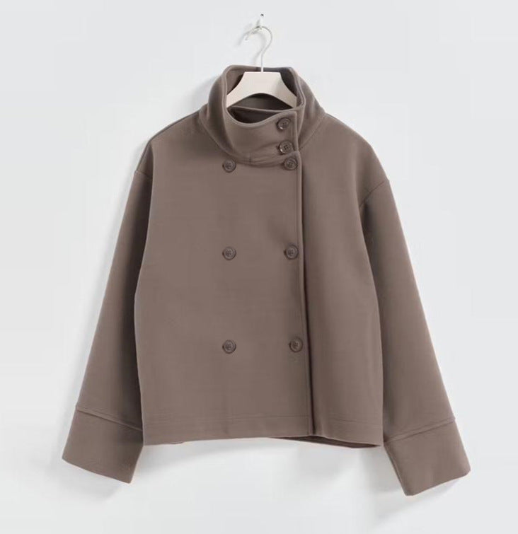 Chriss-Tians Women’s Wool Coat – Stand Collar Button Front
