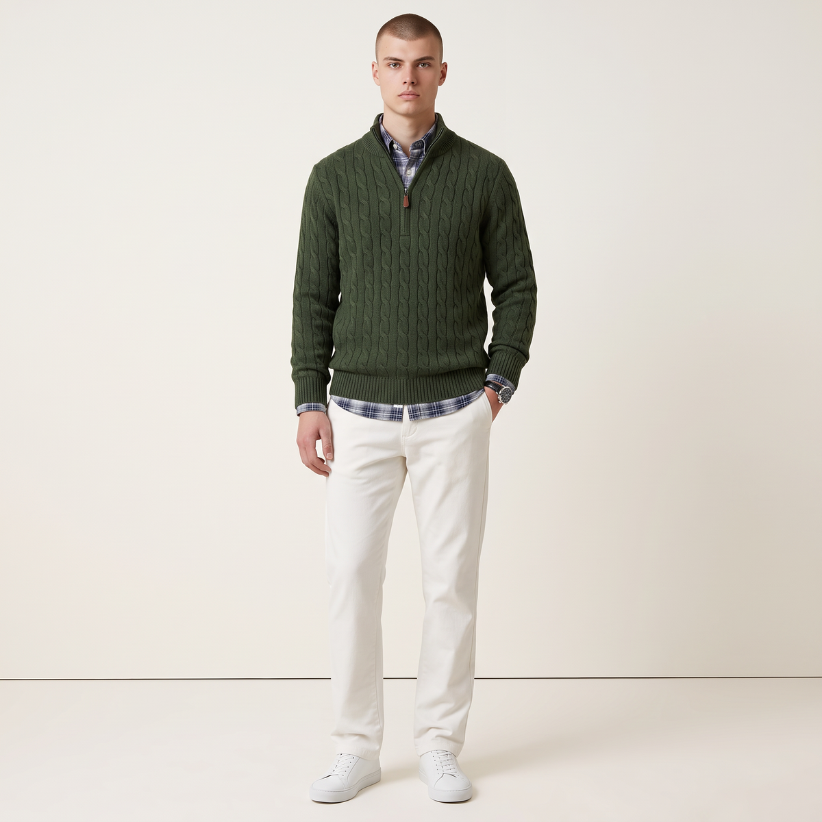 Chriss-Tians Men’s 100% Cotton Quarter Zip Sweater