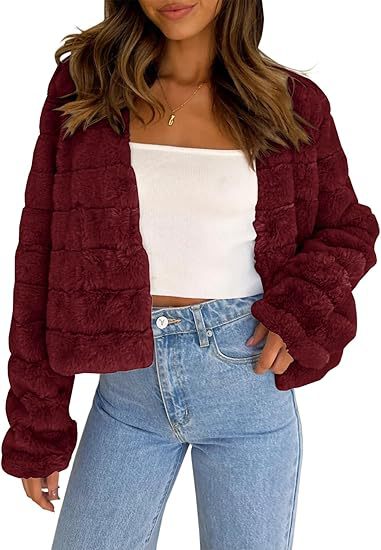 Chriss-Tians Women’s Faux Fur Short Coat – Open Front