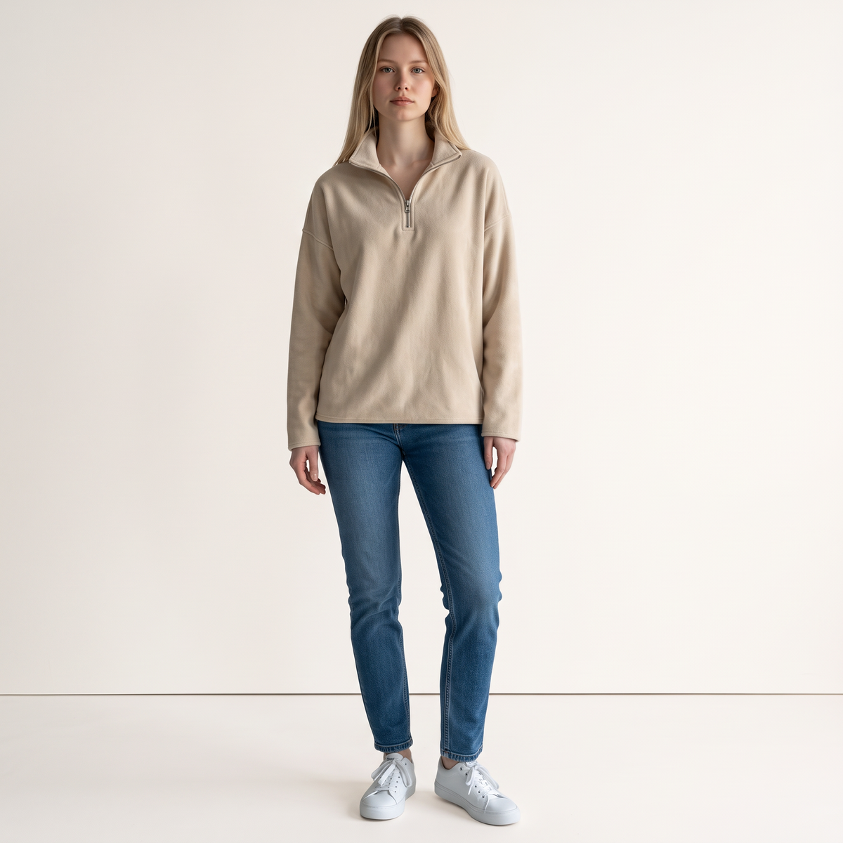 Chriss-Tians Women’s Suede Fleece Pullover Mock Neck Half Zip