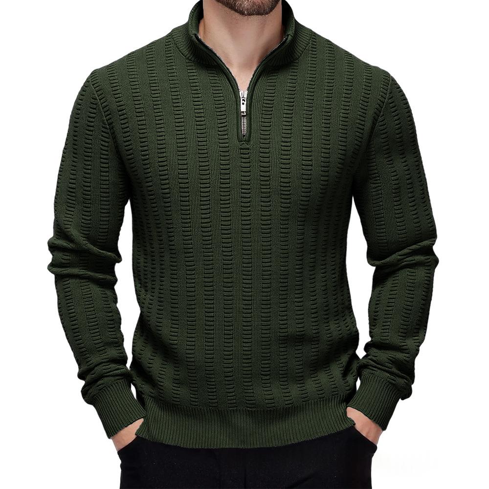 Chriss-Tians Men’s High Neck Zip Sweater – Knitted