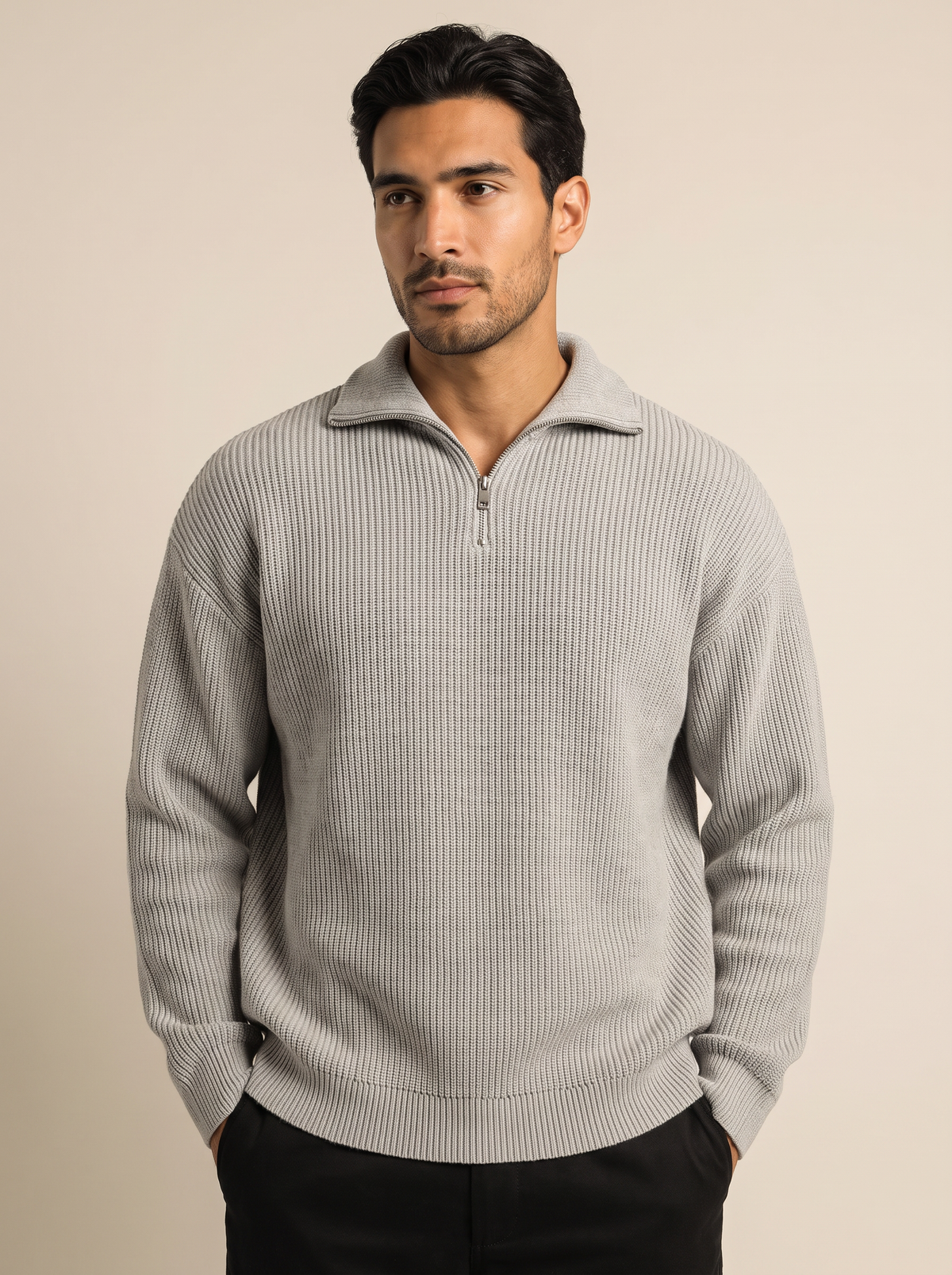 Chriss-Tians Men's 100% Cotton Quarter Zip Jumper